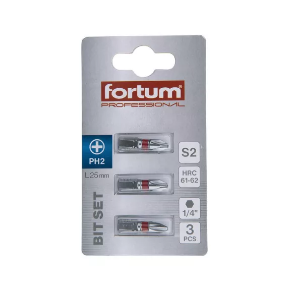 FORTUM behajtóhegy PH2*25mm (3 darab)