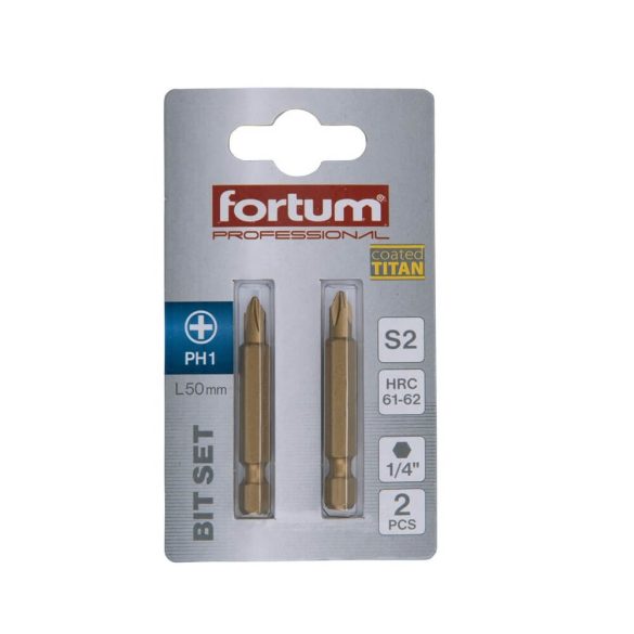 FORTUM behajtóhegy PH1*50mm Titanium bevonat (2 darab)