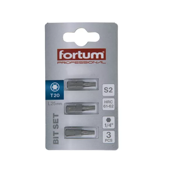 FORTUM behajtóhegy TX20*25mm (3 darab)