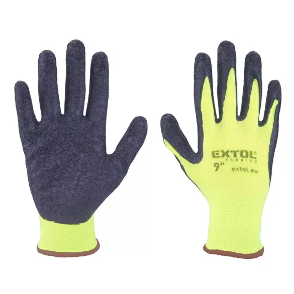 Kesztyű latexbe mártott sárga-fekete 11/XXL