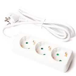 3-as elosztó, 3m fehér (hosszabbító)