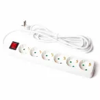 6-os elosztó, kapcsolós, 1,4m fehér (hosszabbító)