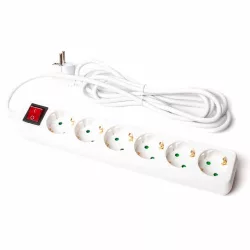 6-os elosztó, kapcsolós, 1,4m fehér (hosszabbító)