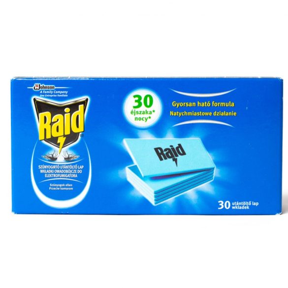 Szúnyogírtó készülék utántöltő 30 darab lapka RAID