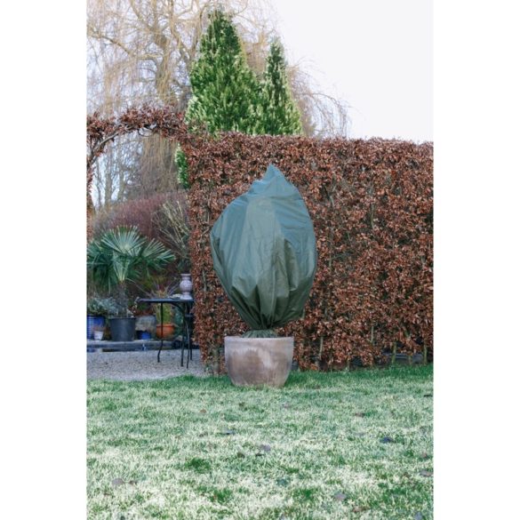 50*100cm téli növénytakaró zsák zsinórral 50g/m2 zöld (3 darab)