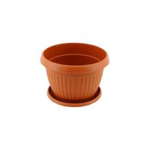 14cm műanyag virágcserép alátéttel terrakotta