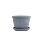 20cm műanyag virágcserép alátéttel szürke